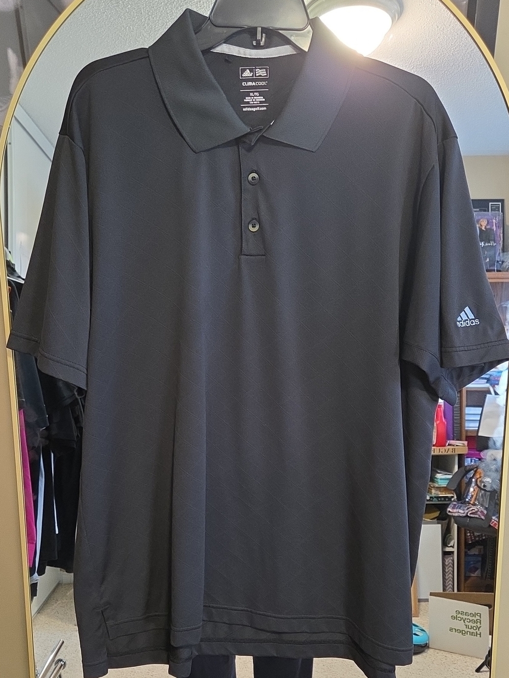 adidas Black Men’s Clumacool GOLF Polo with Sleeve Logo